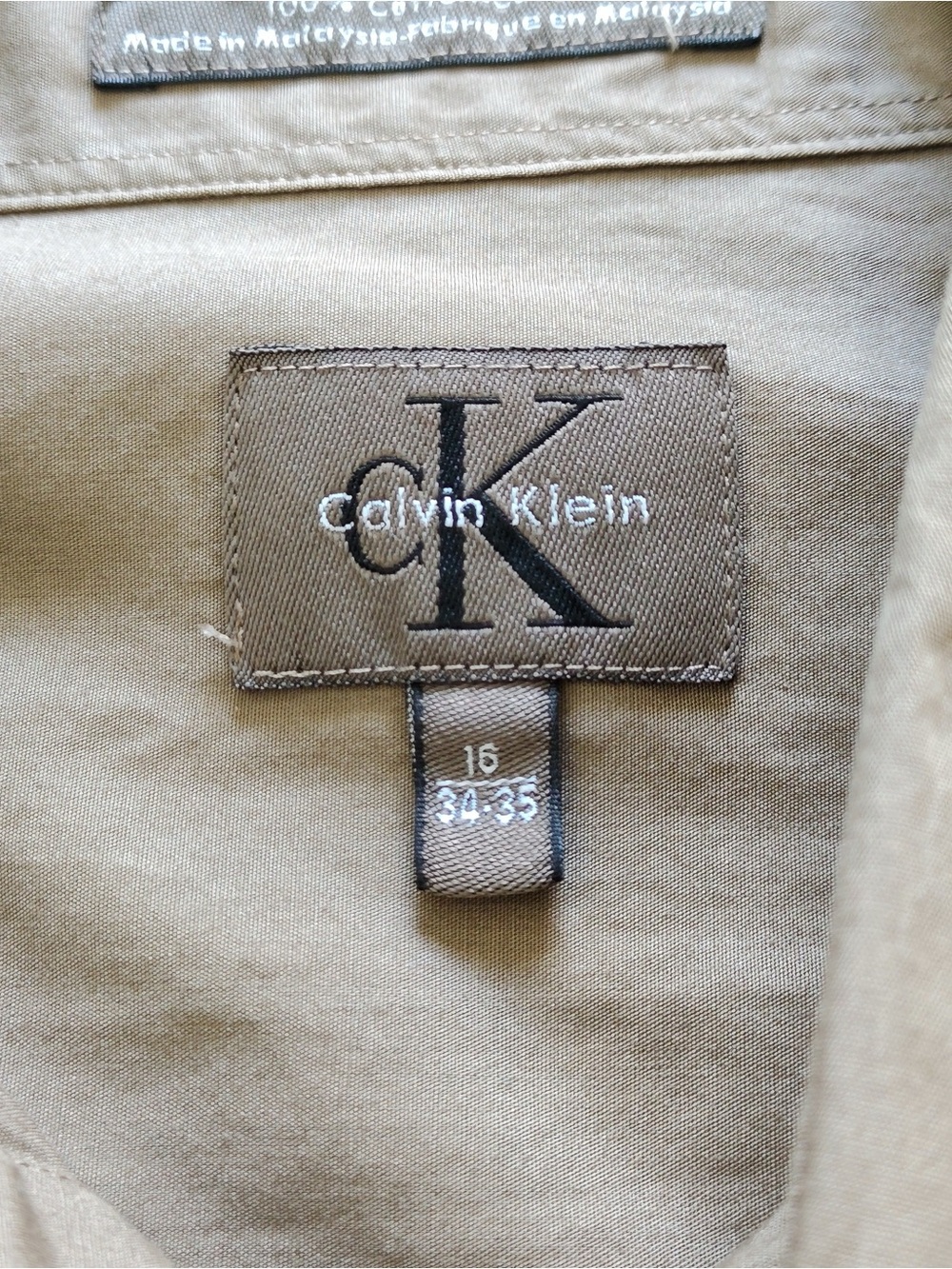 Calvin Klein Olive Button-Down Long Sleeve Shirt - Picture 3 of 3